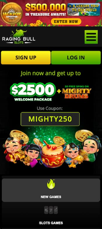 A snapshot of Raging Bull, one of our top rated casino apps.